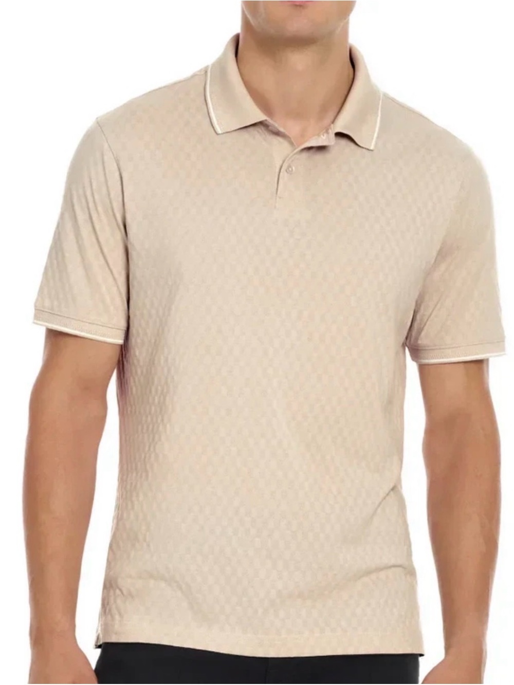 Ted Baker Men’s Beige Textured Collared Polo Shirt Short Sleeve Business Casual